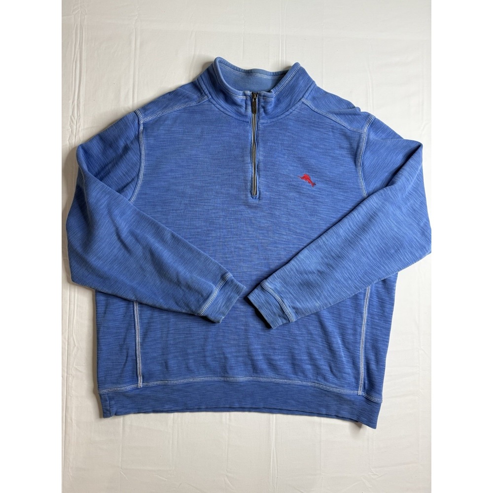 Tommy Bahama Men's Size XL Blue Quarter Zip Pullover Sweatshirt Long Sleeve